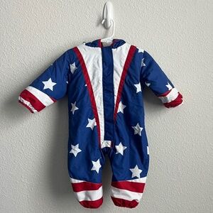 Tipsy elves Red, white, and blue baby snow onesie